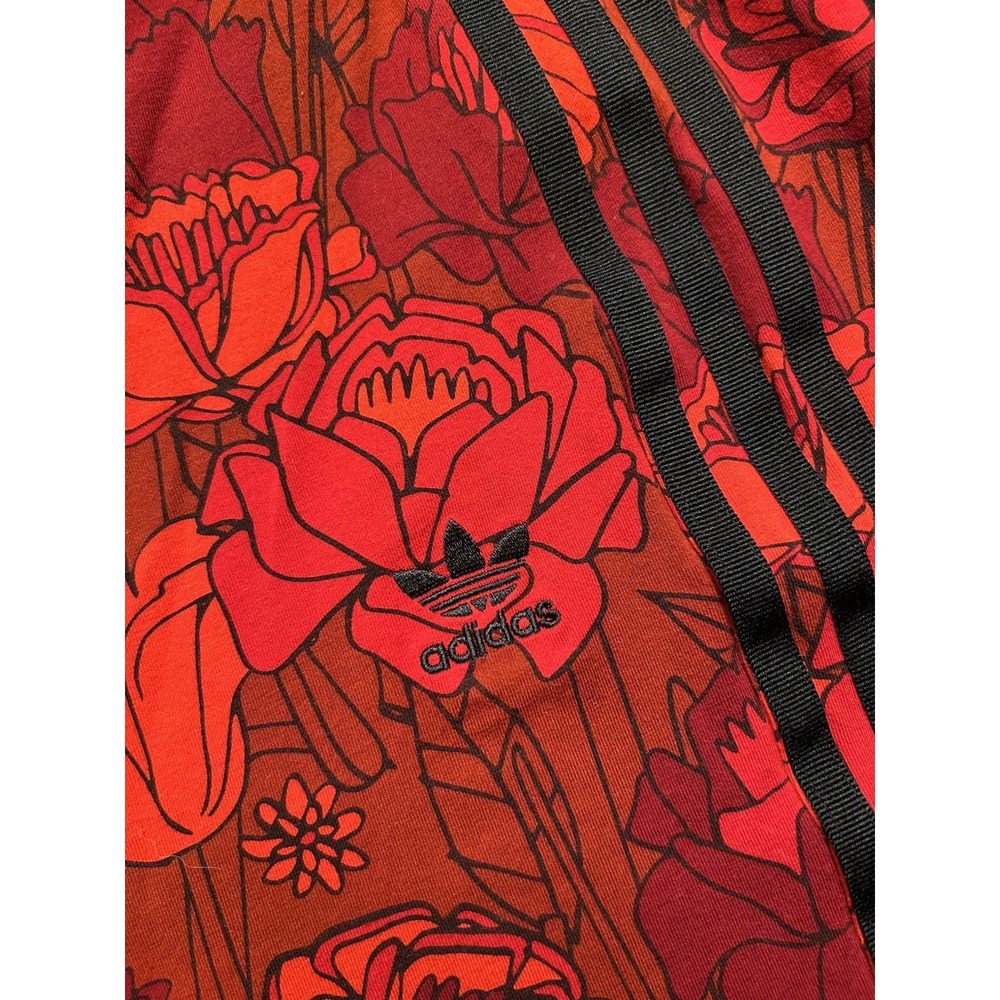 Adidas Originals Red Floral Firebird Track Knit Active Athleisure Skirt Retro S